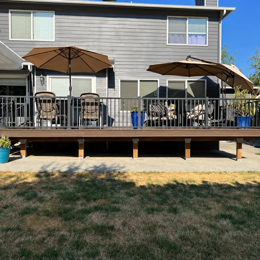 Trex Composite Deck Replacement With Cable Railing And Outdoor Seating In Bothell, Wa